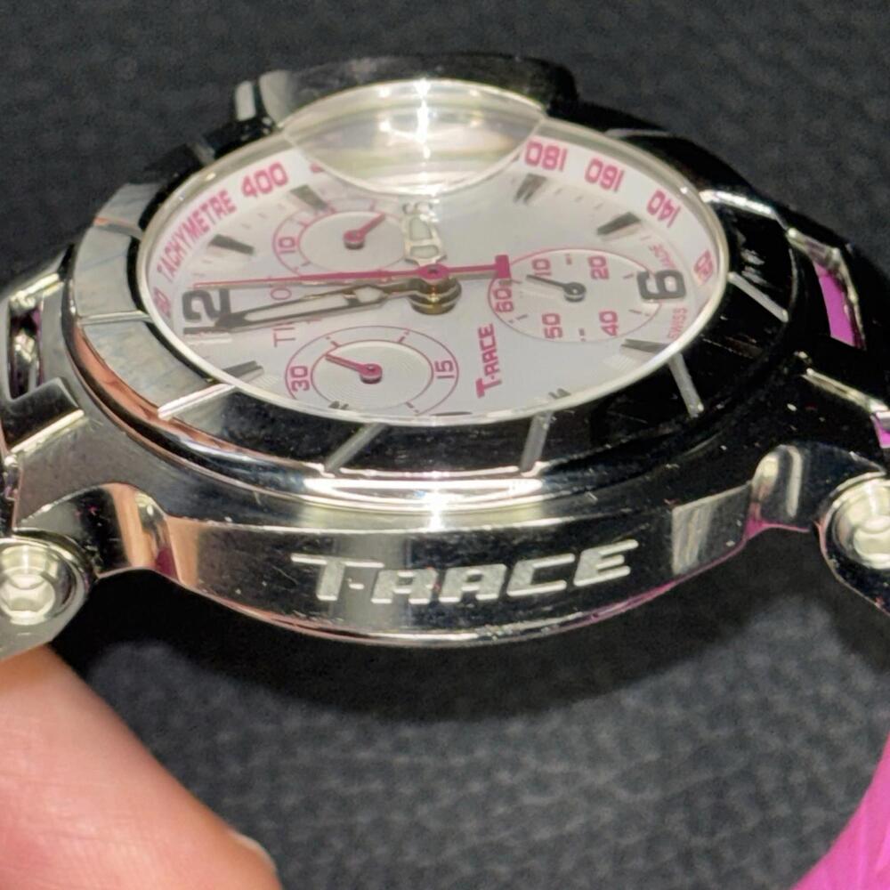 Tissot T-race Pink/silver Dial Pink Silicone Strap Swiss Quartz Chronograph - Picture 6 of 15